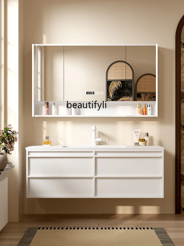 French Vintage Style Bathroom Cabinet Combination Stone Plate DuPont Corian Whole Washbin Bathroom Table