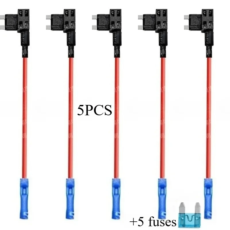 5/10/15PCS Car Add‑Circuit Fuse Holder 16AWG 30CM Micro Mini Standard ATM Blade Fuse Adapter for Van Power Circuit Modification