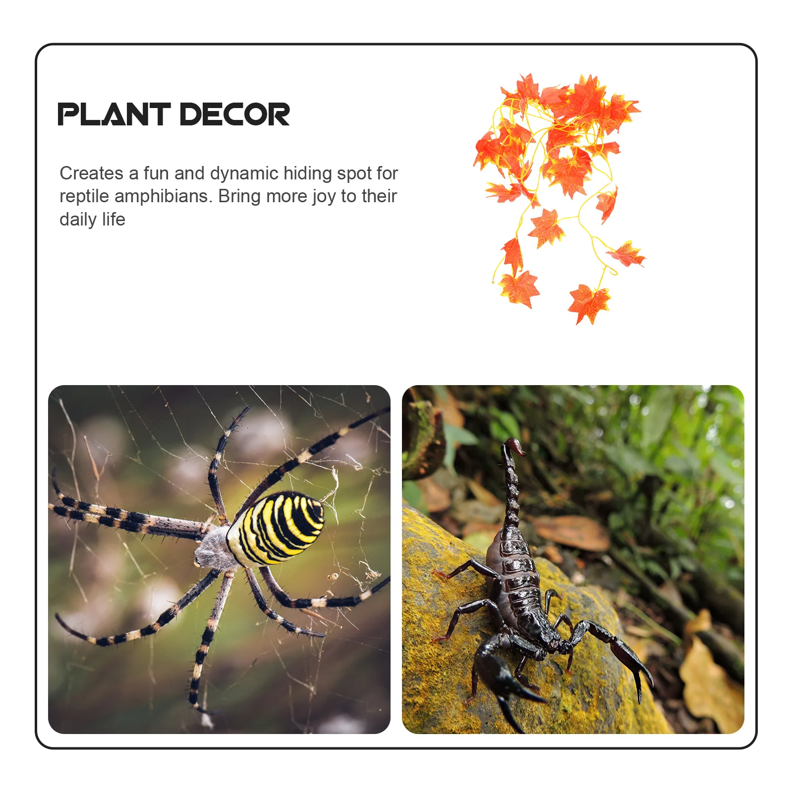 

1 set Simulation Leaf Fake Plants For Reptiles Terrarium Plant Reptile Vine Decor Aquarium Landscape Dynamic Hiding Spot Safe