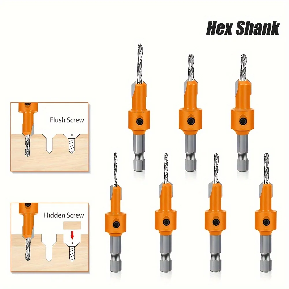 1pc/5pcs Hex Shank HSS Woodworking Countersink Router Bit Screw Extractor Remon Demolition For Wood Milling Cutter