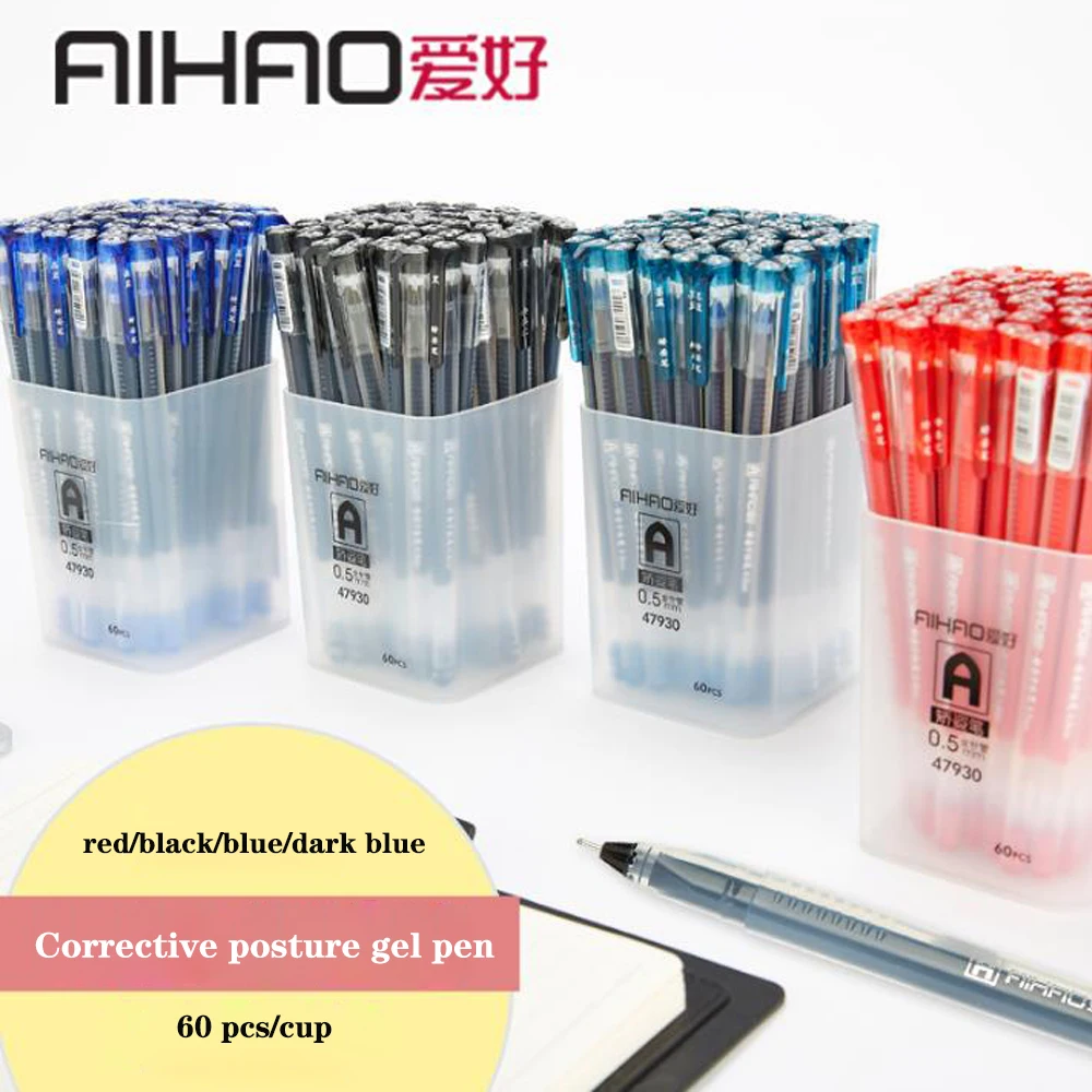 AIHAO-Bolígrafo de Gel para corrección de postura, pluma de agua de gran capacidad, punta de aguja, 0,5mm, suministros de oficina, venta al por mayor, versión coreana