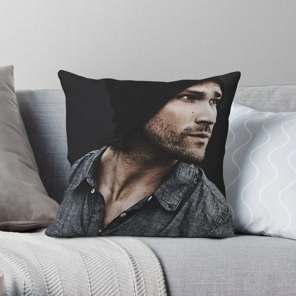 

Supernatural Sam Winchester Square Pillowcase Polyester Linen Velvet Pattern Zip Decorative Sofa Cushion Case