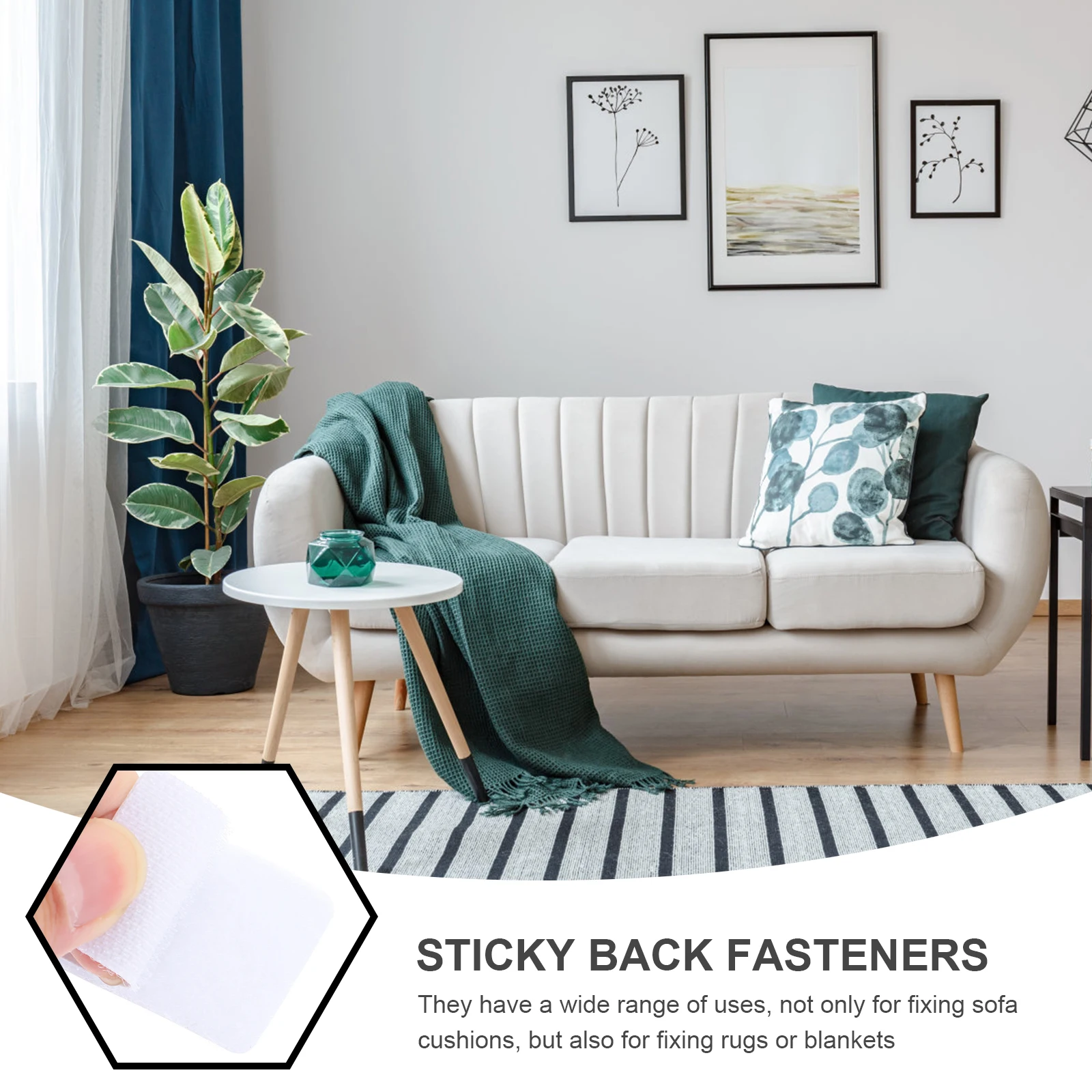 

25 Pcs Sofa Fixer Adhesive Strips Cushion Rug Fixers Blended Material Durable Practical Hook Loop Strips Fasteners