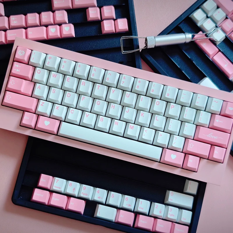 

Devotion Theme Keycaps Set PBT Sublimation Cherry Profile Keycaps for Mechanical Keyboard Accessories Custom Pink Keyboard Caps