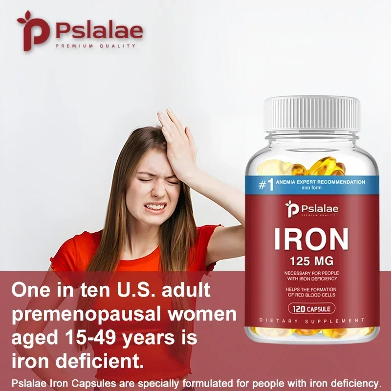 Iron Supplement 125mg - Promotes Red Blood Cell Formation and Metabolism, Dietary Capsule