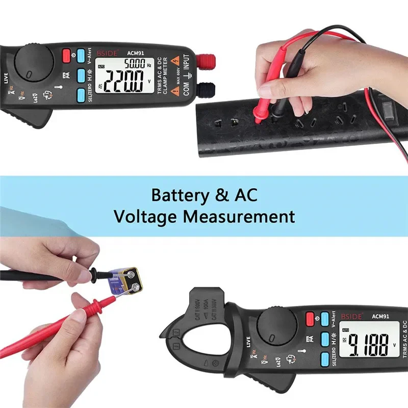 Imagem -04 - True Rms Medidor de Braçadeira 1ma Alicate Amperímetro Profissional Reparação de Carro Voltímetro Multímetro Digital dc ac Corrente Temp Capacitor Tester