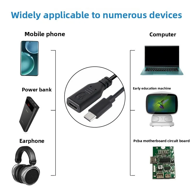 USB-C ذكر إلى أنثى كابل بيانات أحادي الرأس 4-Core OTG تمديد كابل USB-C 2-Core كابل شحن (2A) 2A كابل شحن