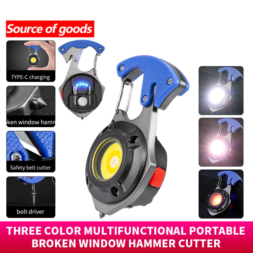 Multi-function COB LED Flashlight Outdoor USB C Rechargeable Keychain Light Strong Magnet Screwdriver Emergency Lamp