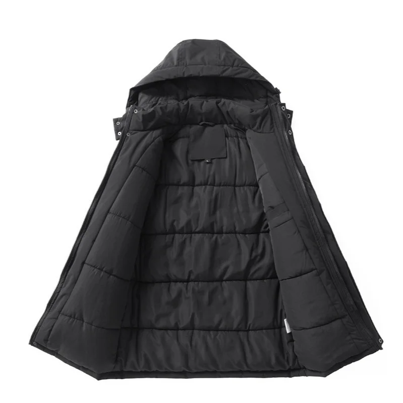 الشتاء الرجال أسفل سترة جديدة رشاقته الباردة واقية يندبروف الذكور ملابس خارجية طويلة الأكمام جيب الأعمال رجل عادية معطف للانفصال