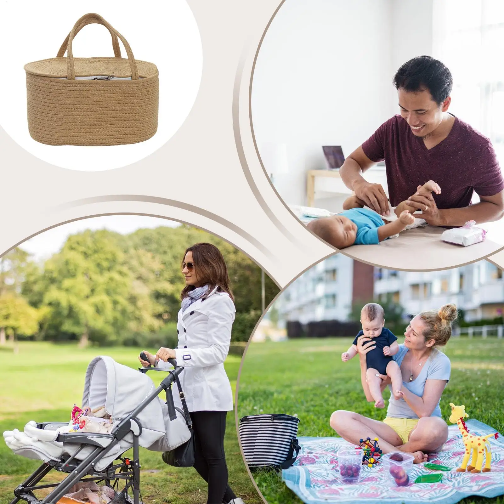 سلة حفاضات سعة كبيرة حقيبة محمولة تغيير الجدول التخزين المنظم للسفر في الهواء الطلق سيارة الحمام السرير نزهة الوالدين #5