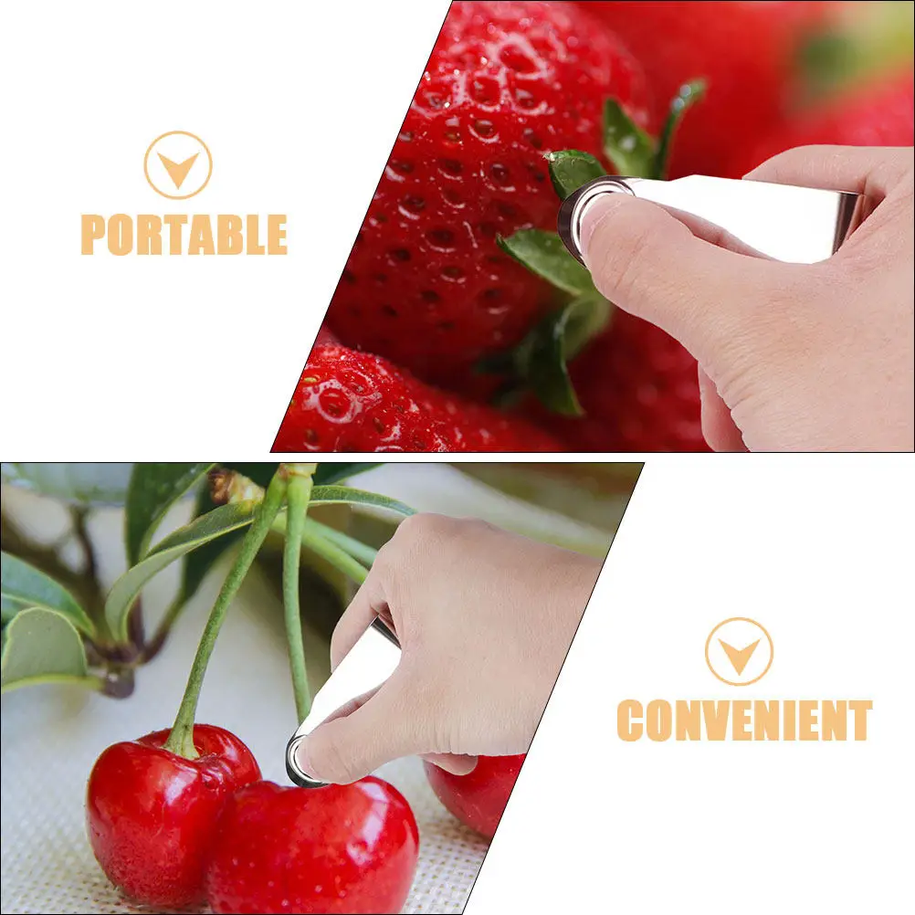 4Pcs Stainless Steel Strawberry Hullers Fruit Stem Remover Picker Ergonomic Handle for Fast Prep of Fresh Fruits Vegetables view 4