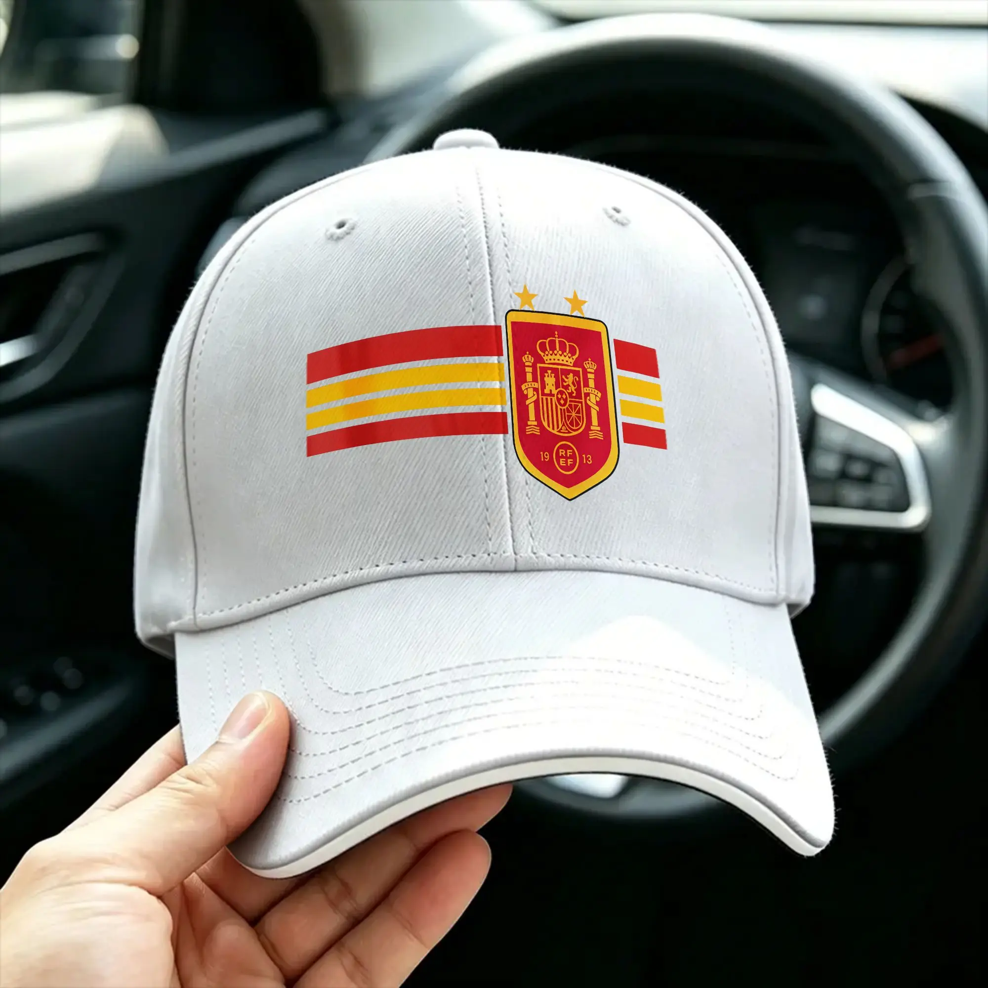 Spain Two Star National Crest Horizontal Flag Strip Baseball Cap  y2k Cute Trucker Hat Summer Unisex Men Kpop Rock Baseball Caps