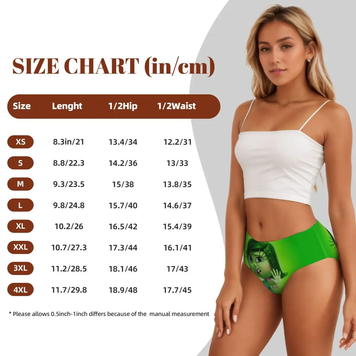 Custom Women Inside Out Disgust Anime Cartoon Brief Panties Female Comfort Underwear Underpants