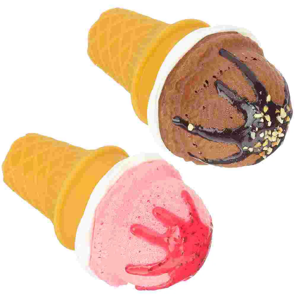 

2 Pcs Ice Cream Model Realistic Fake Food Plaything Display Prop PVC Material Lifelike Simulation Dessert Decor Commercial