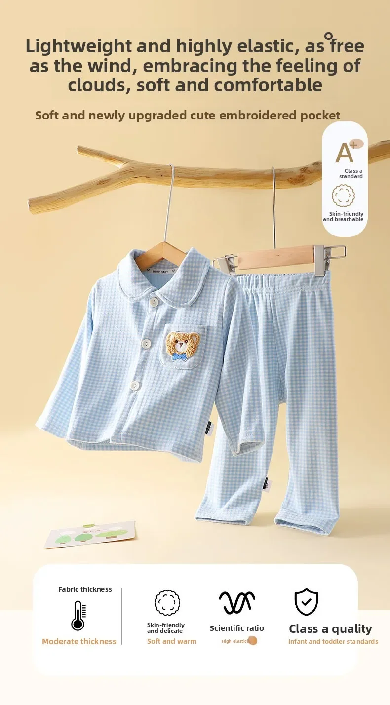 2026 Herbst-Pyjama-Set für Kinder, Lässiges Kariertes Langarm-Hemd mit Revers und Hose, Jugend-Schlafanzug-Bekleidungsset – Detail 3