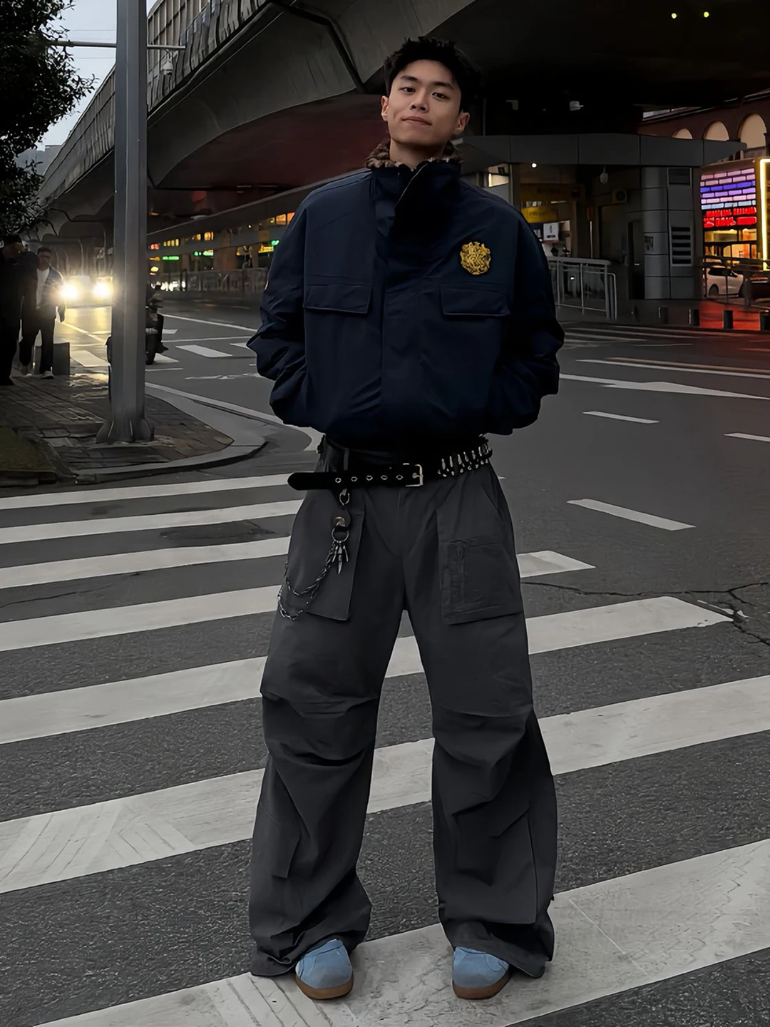 

Double-Sided Wear Leopard Print Short Jacket Stand Collar Flight Cotton Coat Men's Winter American Hard Man Style Waist Inwar...