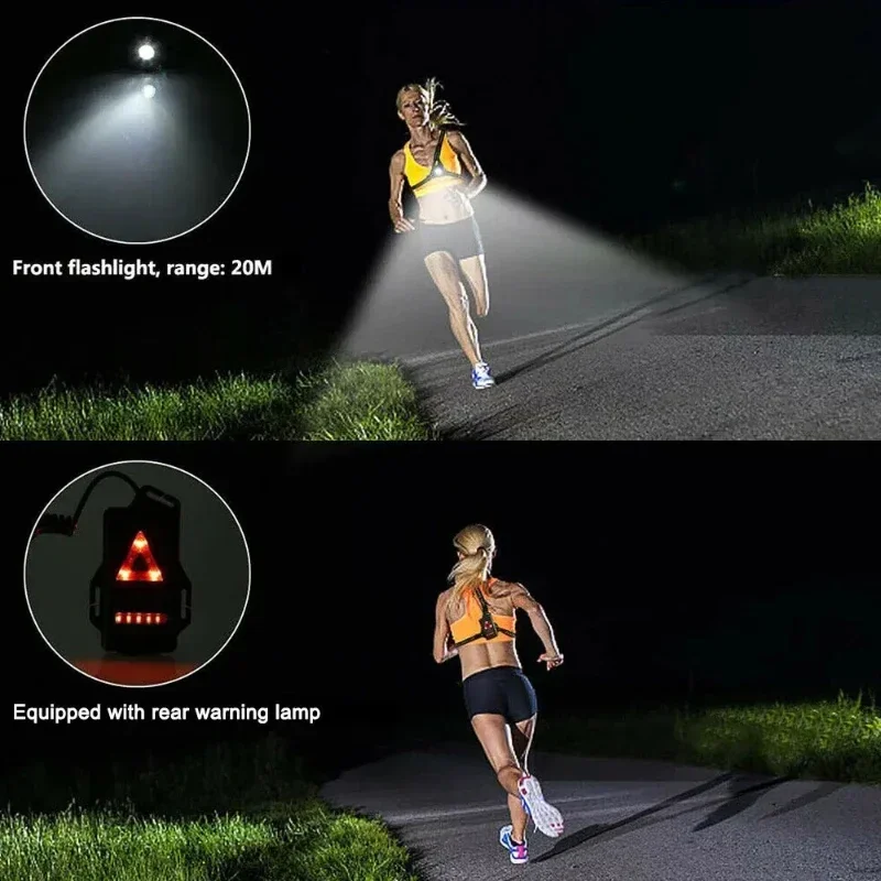 For Camping Bike Hiking Outdoor Night Running  Jogging Lights LED Chest Lamp Back Warning Light Running  Adventure USB