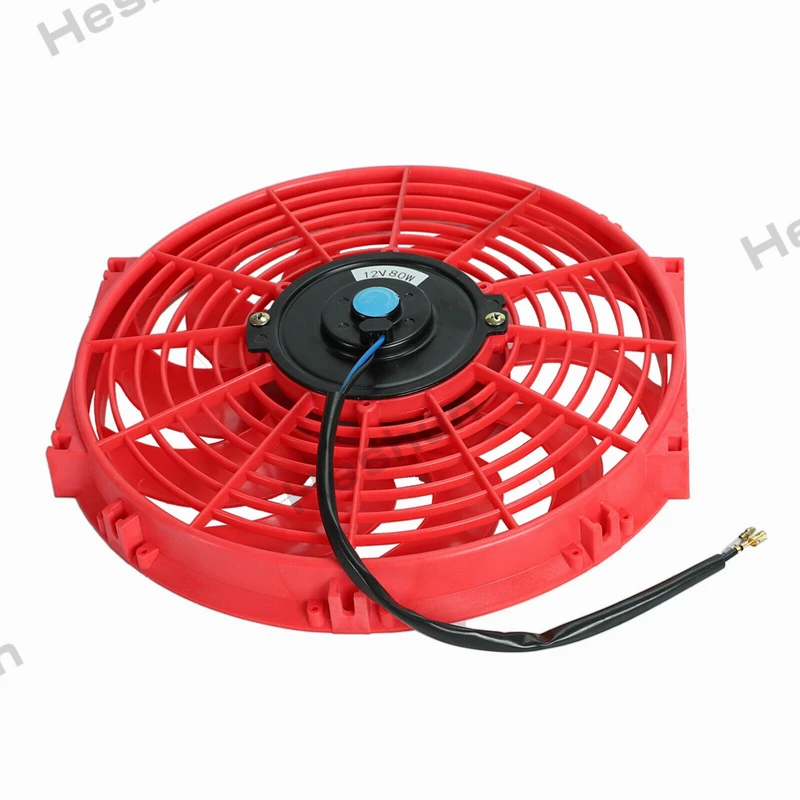 12 Inch 12V 80W Red Universal Slim Reversible Electric Radiator Cooling AUTO FAN Push With mounting kit Type