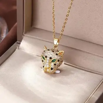 不銹鋼飾品 女士時尚豹頭項鍊 精緻百搭鎖骨鏈 復古個性動物吊墜 10 最佳銷售 豹紋項鍊 - №8