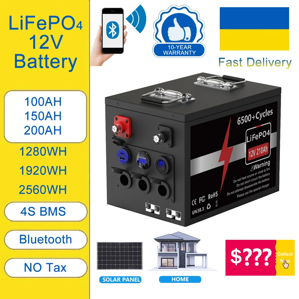 

Литиевая батарея LiFePO4 12 В 6500 Ач 12,8 Ач Bluetooth BMS + циклы LiFePO4 аккумулятор в упаковка литиевая батарея QC3.0 PD ЕС Украина без налогов