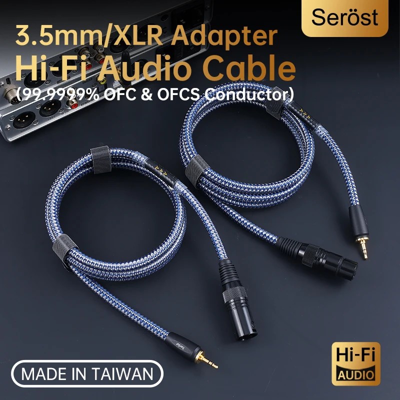 

Serost HiFi Audio Cable 99.9999% Silver-plated OFC 3.5mm AUX to XLR Adapter Cable for CD DAC dsp Amplifier Speaker balance cable