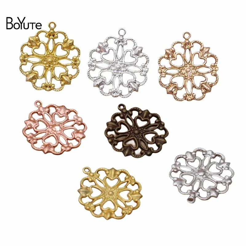 

BoYuTe (100 Pieces/Lot) 16*18MM Metal Brass Filigree Plate Flower Charms Wholesale DIY Handmade Jewelry Materials