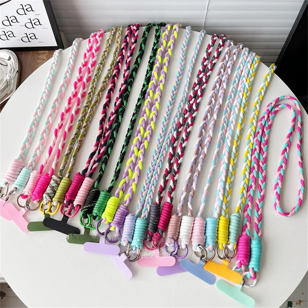 

Stylish Colorful Weave Phone Straps Lanyard Cute Sport Lanyards Fashion Long Mobile Phone Rope Pendant For iPhone 15Pro Strap