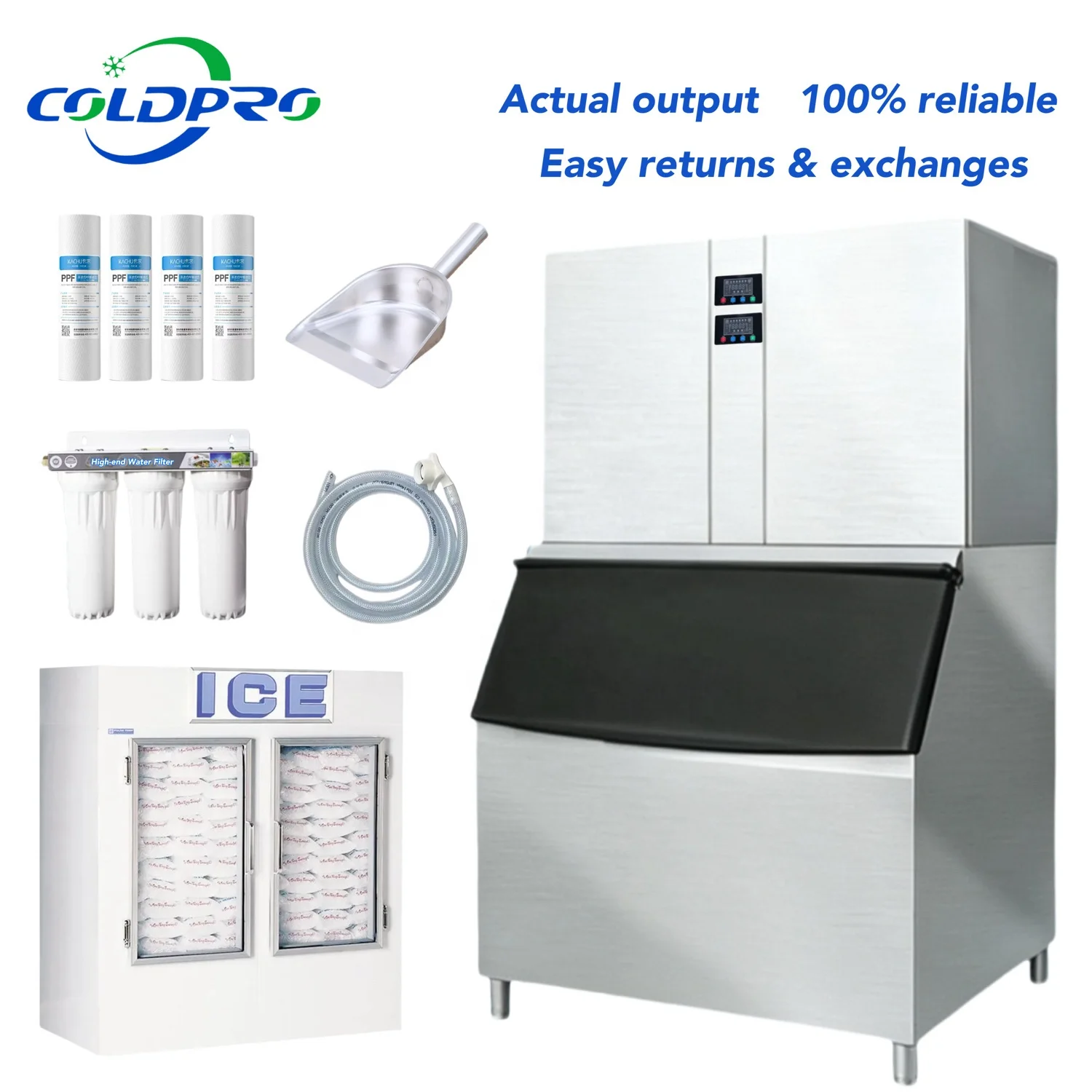 

Factory Best Price Large Capacity Industrial Ice Cube Machine 1000kg/2000p 304 Stainless Steel With Copeland Tecumseh Compressor