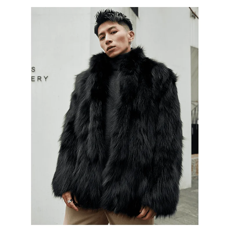 Customization High Quality Real Men's Fur Jacket Coat High-class Simple Black Fur Coat Fur Jacket For Men