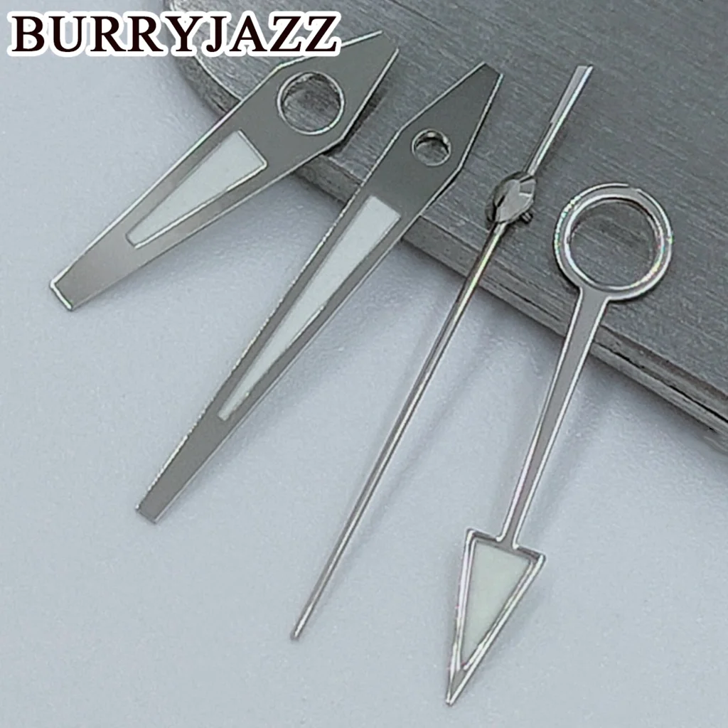 BURRYJAZZ NH34 GMT Uhrzeiger Silber Schwarz Gold Roségold Schwarz Grau Zeiger Grün Leuchtend – Detail 4