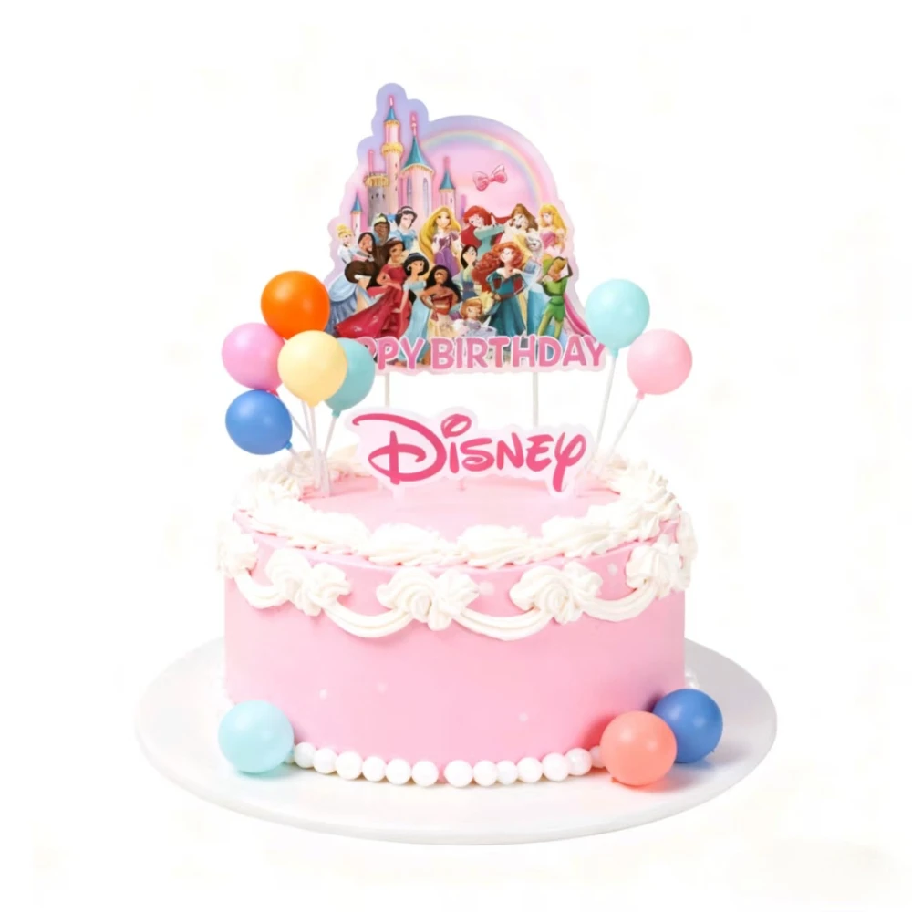 25PCS Disney Cinderella Ariel Snow White Princess Theme Party Cake Toppers Decor for Girls Birthday Christmas Favors Gifts Toys