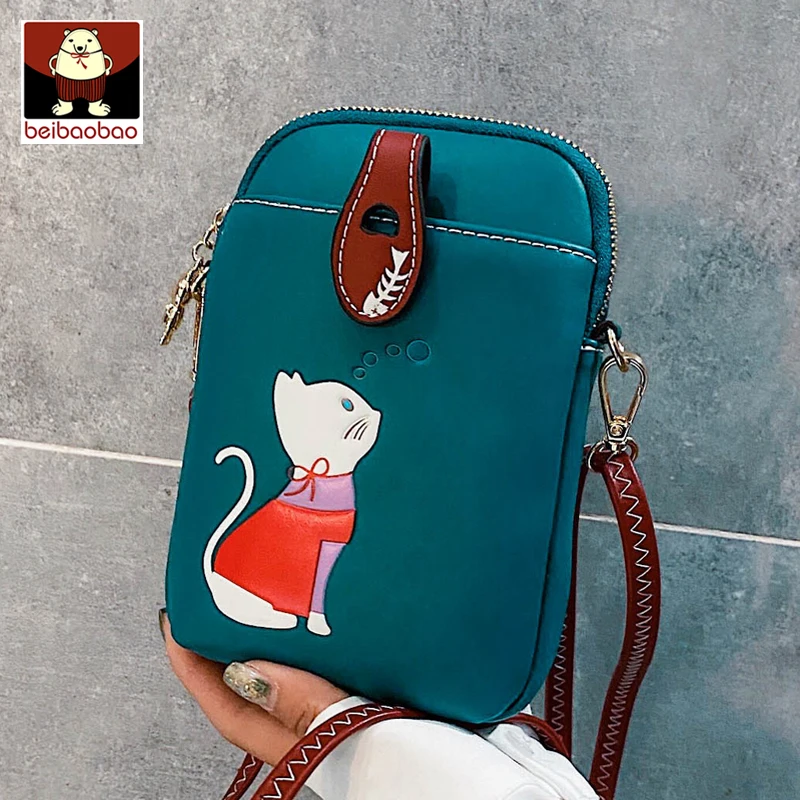 Marca BeiBaoBao, bolsos cruzados de gato cortados para niña, bolso para teléfono móvil, bolso de diseñador de lujo para mujer, bolso de hombro de