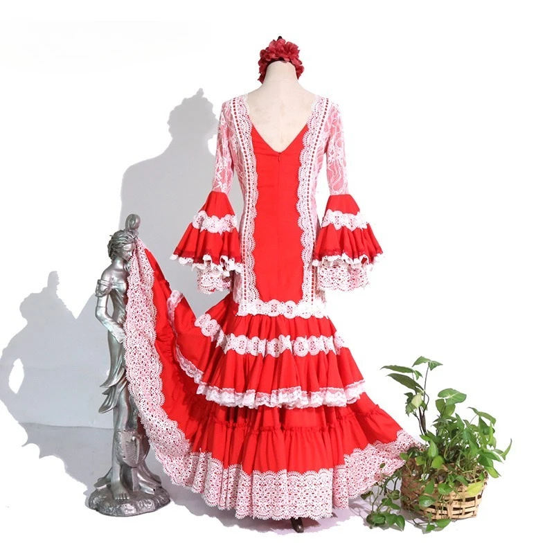 customized Flamenco Dance Dress Performance clothing sevillanas andaluz traje de sevillana manton de flamenca vestido sevillana