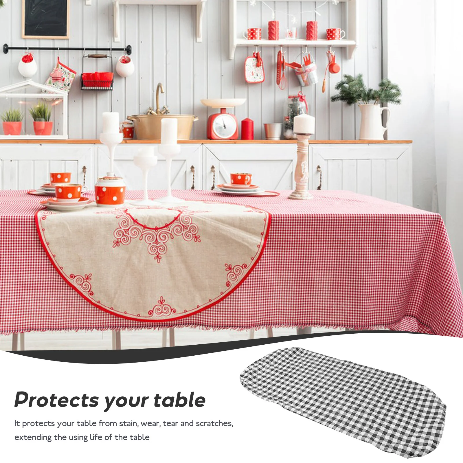 غطاء طاولة مرن خارجي ناعم مقاوم للماء مفرش طاولة قابل للتمدد لحفلات الولائم وغطاء طاولة مزخرف