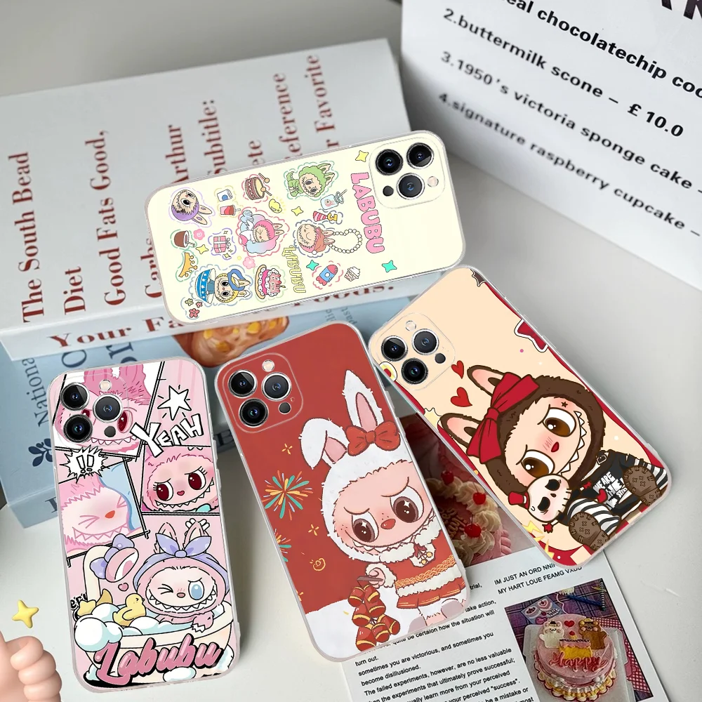 New K-Kawaii Cute L-Labubu Phone Case for iPhone 16 15 8 7 6 6S Plus X SE XR XS 14 11 12 13 Mini Pro Max Mobile Case