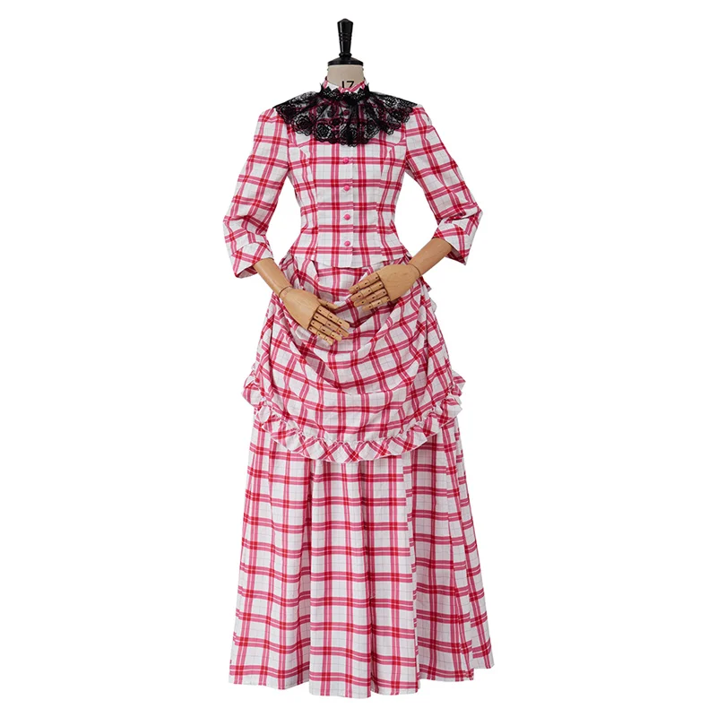 The Gilded Age Peggy Scott Cosplay Costume Medieval Vintage Plaid Dress Medieval Ball Gown Longuette  Dress