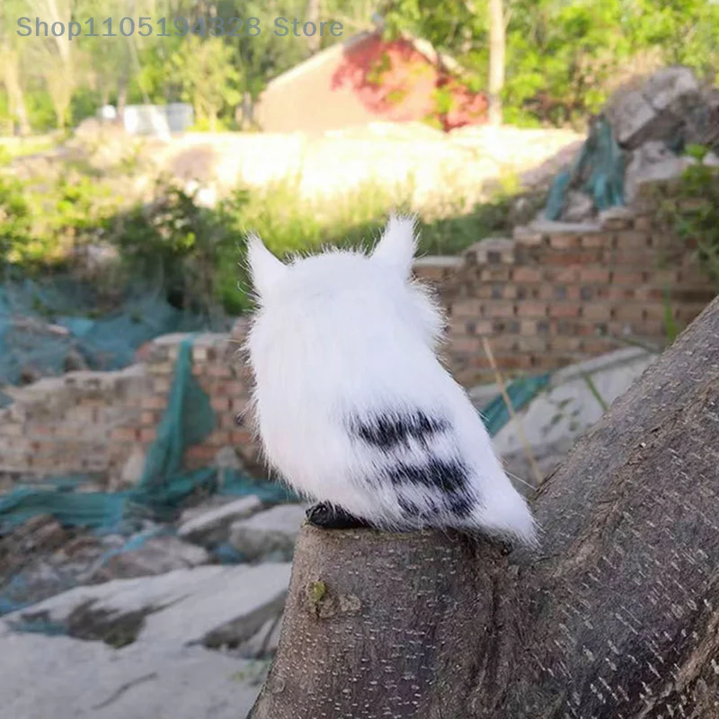 [FN] لطيف البومة الاصطناعية أبيض أسود فروي عيد الميلاد الطيور زخرفة الديكور الزينة محاكاة للمنزل ديكور هدية