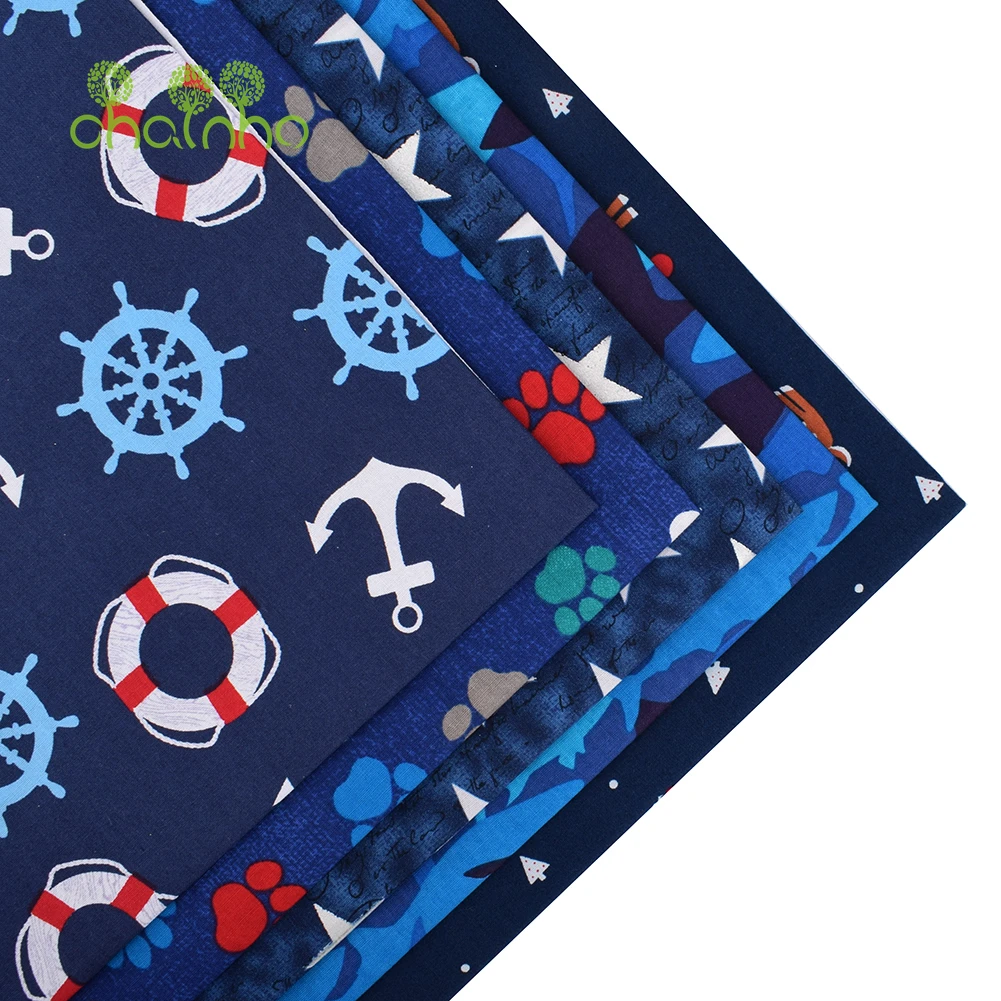 

Chainho,Printed Plain Weave Cotton Fabric,Handmade DIY Quilting Sewing Material,Patchwork Cloth,Blue Series,20x25cm,15CD66