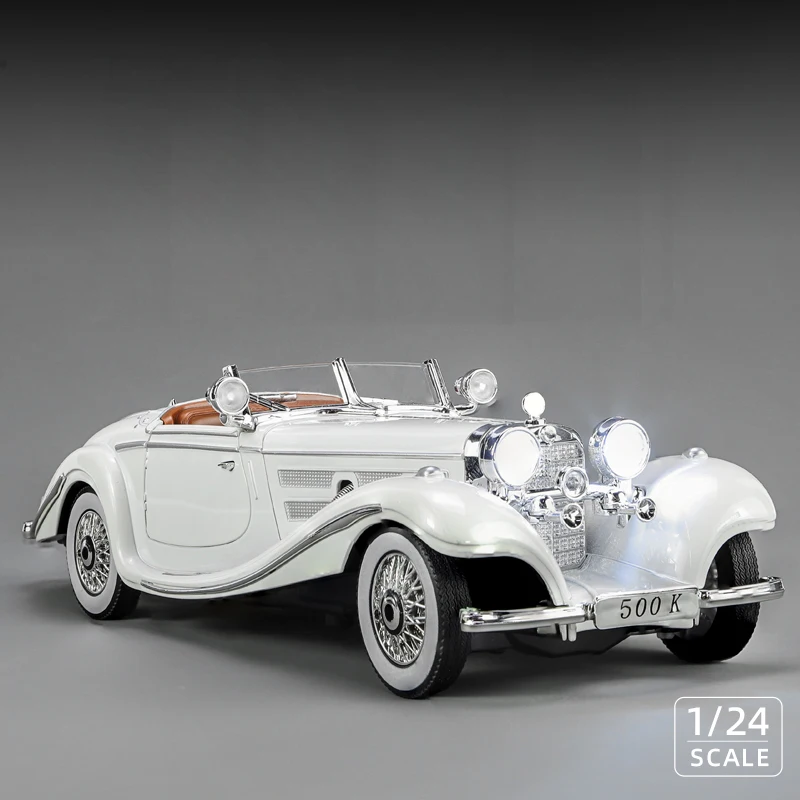 1:24 Mercedes Benz 500K Classic Car Alloy Diecast Model Retro Classic Car Collect Fine Ornament Present for Friends Kids Toys