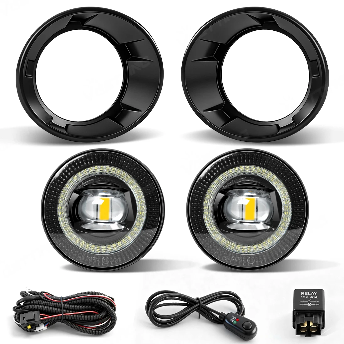 Car Fog Lamp Assembly For Chevy Camaro 2010 2011 2012 2013 LED Angle Eye Front Headlight With Covers Switch Wiring Accessories view 2