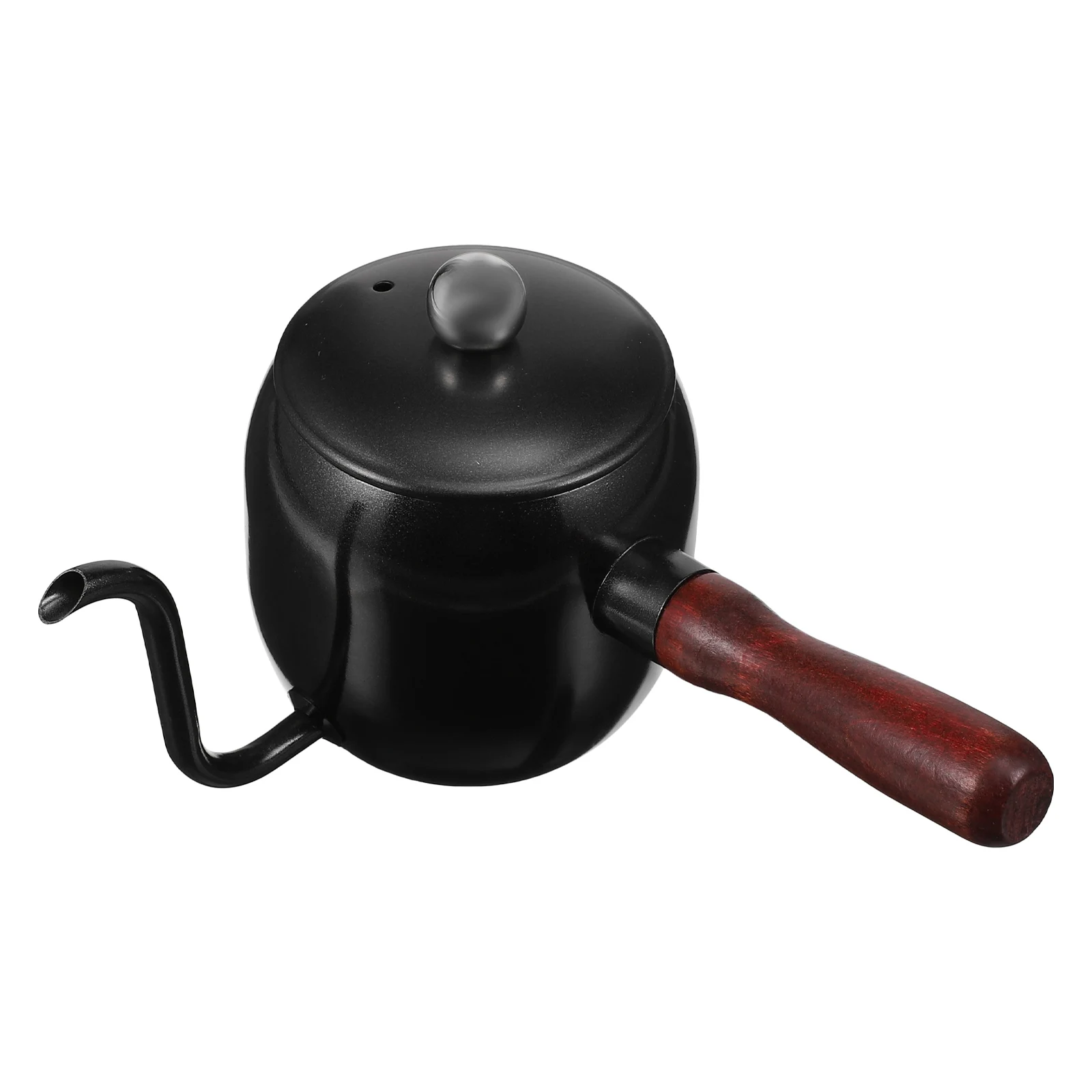 

Coffee Maker Hand Brew Pot Black Wood Tea Kettle Stainless Steel Long Spout Ergonomic Handle Kitchen Cafe Office Use
