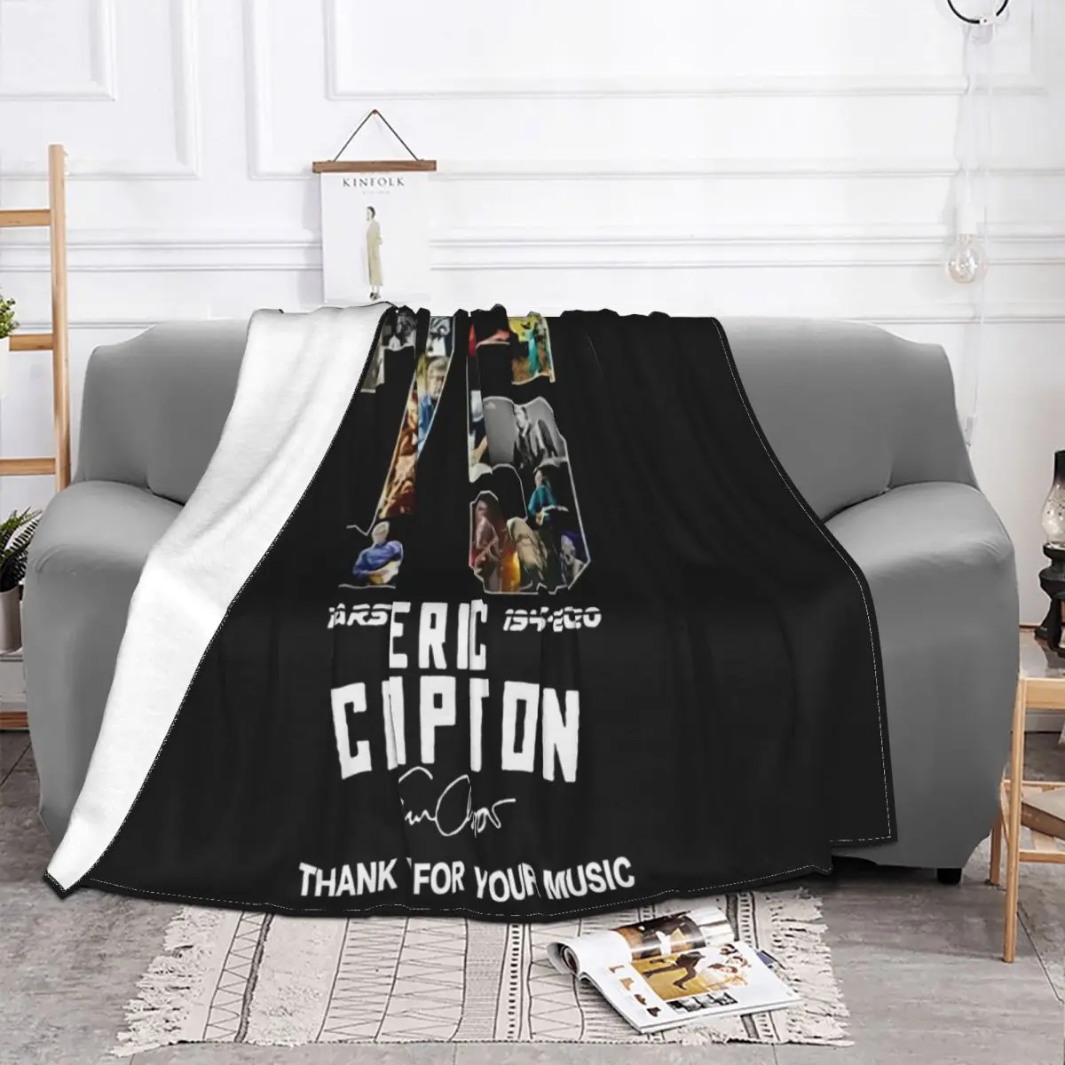 Eric Clapton 75 Years Of Eric Clapton Signature Dark Grey Fitness Animal Slim Fit Normal Throw Blanket