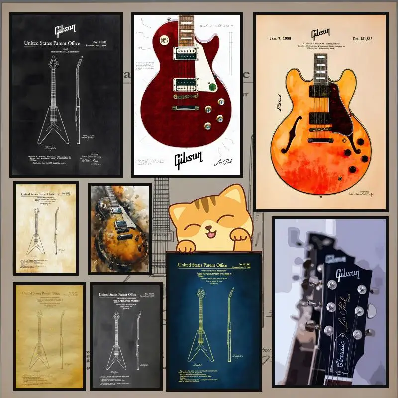 G-Gibson Guitar Poster HD Anime Hot Theme Singer/OST/Movie-W