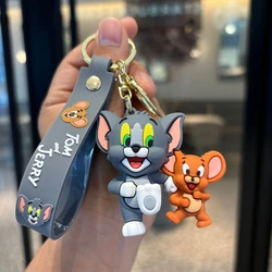 Tom and Jerry Anime Cartoon Ornament Keychain Car Key Bag Pendant Cute Cat And Mouse Action Doll Collectibles Kids Gift Toys