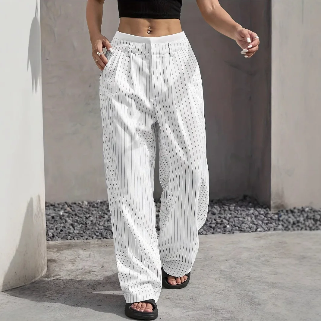 Casual Straight Leg Pants Women's New Sle High Waist Long Trousers Faionable Comfortable Fem Clothing Summer 2024