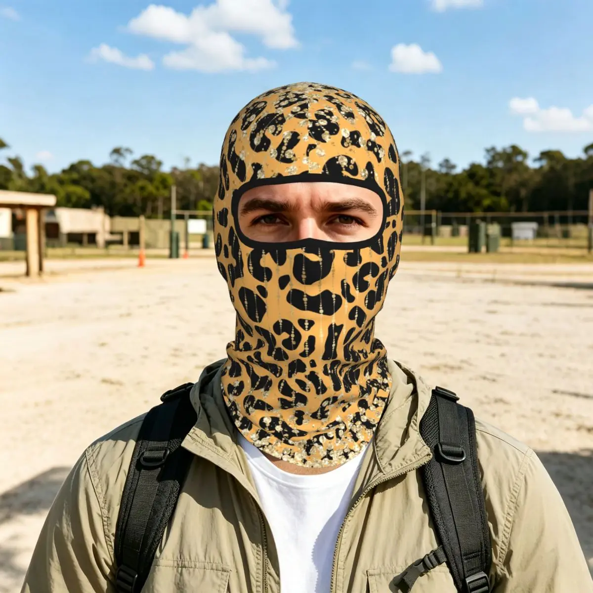 Leopard Print Outdoor Cool Sunscreen Motorcycle Face Moto Biker Wind Cap Mask Stopper Windproof Bicycle Cycling Headgear