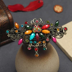 Morkopela Retro Tulip Flower Barrette Rhinestone Hair Clip Rhinestone Antique Metal Hair Jewelry Women Hair Accessories