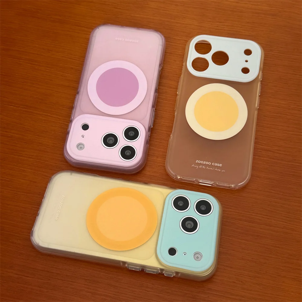 Ins Style Macaron Color For MagSafe Phone Case For iPhone 17 Pro Max 16 15 Pro Max Matte Shockproof Camera Protective Cover