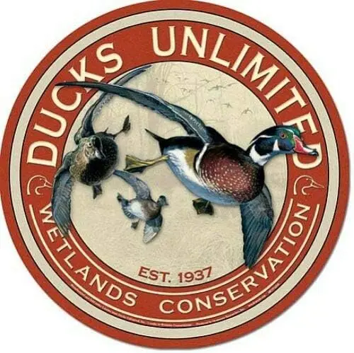 Ducks Unlimited  Round Tin Sign Nostalgic Metal Sign Retro Home Wall Decor