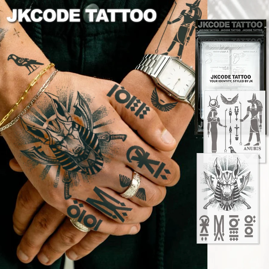 2-Piece Semi-Permanent Tattoo Set | Dark Anubis Tattoo Stickers